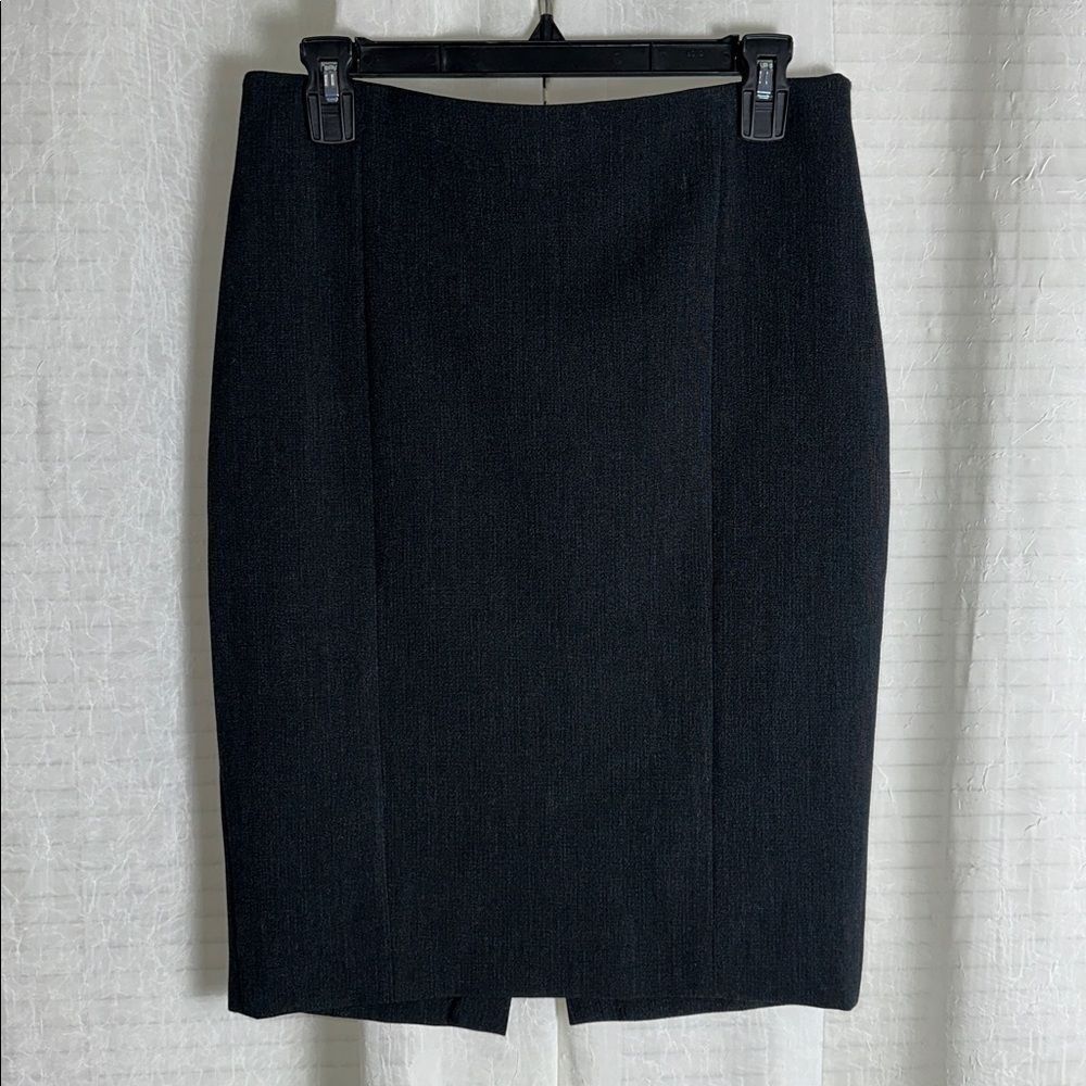 ZARA L Basic Charcoal Gray Back Vent Pencil Skirt